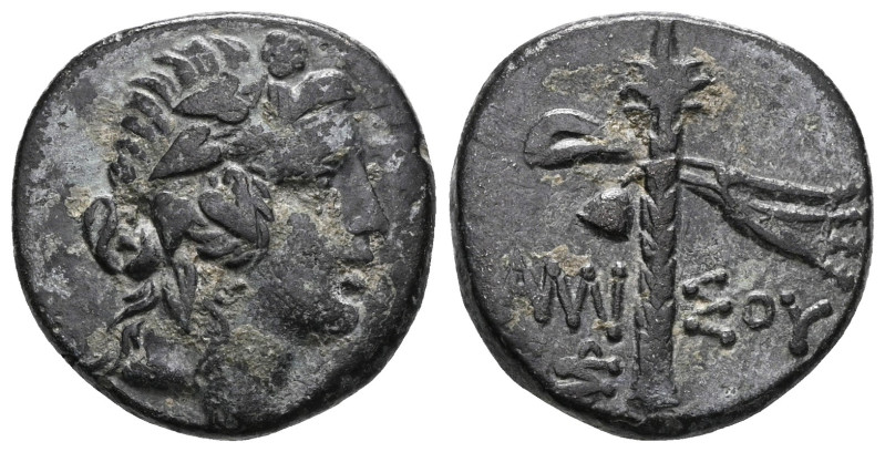 Greek
Pontos. Amisos circa 85-65 BC. Bronze AE. Head of Dionysos right, wearing...
