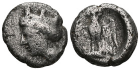 GreekPONTOS. Amisos. Circa 300-125 BC. Drachm (Silver), Chian standard. Turreted head of Hera-Tyche to left. Rev. Owl standing facing with spread wing...