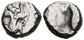 Persia, Achaemenid Kings AR Siglos. Time of Artaxerxes II - Artaxerxes III AR Siglos. Sardes, circa 375-340 BC. Persian king or hero in kneeling-runni...