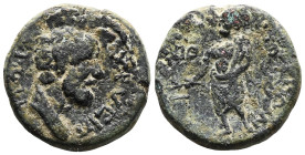 CILICIA, Soloi-Pompeiopolis. Pseudo-autonomous issue. AE 2-3. Century
Obv: XΡΥCΙΠ-ΠΟC. Bust of the philosopher Chrysippos to right.
Rev: ( ΠΟ)ΜΠΗΙΟ-...