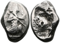 Achaemenid Kings of Persia, time of Xerxes II - Artaxerxes II AR Siglos. Sardes, circa 420-375 BC. Persian king in kneeling-running stance right, hold...