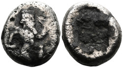 Persia, Achaemenid Kings AR Siglos. Time of Artaxerxes II - Artaxerxes III AR Siglos. Sardes, circa 375-340 BC. Persian king or hero in kneeling-runni...