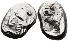 Persia, Achaemenid Kings AR Siglos. Time of Artaxerxes II - Artaxerxes III AR Siglos. Sardes, circa 375-340 BC. Persian king or hero in kneeling-runni...