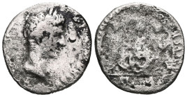 Augustus (27 BC-AD 14). AR denarius. Lugdunum, 2 BC-AD 14. CAESAR AVGVSTVS DIVI F PATER PATRIAE, laureate head of Augustus right / AVGVSTI F COS DESIG...