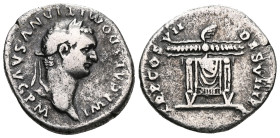 DOMITIANUS Denier Augustus 81 Rome R2 silver.Obverse: IMP CAES DIVI VESP F DOMITIAN AVG P M Laureate head of Domitian on the right (O*)Reverse: TR P C...
