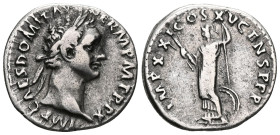 DOMITIAN Augustus (81-96), AR ,  93-94, Rome. D/ IMP CAES DOMIT AVG GERM PM TR P XIII T. l. to right. R/ IMP XXII COS XVI CENS PPP Minerva deb. to lef...