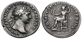 Trajan. Denarius. 108-109 AD. Rome. (Ric-116). (Woytek-281). (Rsc-69). Req.: IMP TRAIANO AVG GER DAC P M TR P, laureate bust right, slight drapery on ...