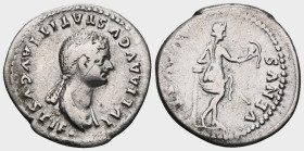 Julia Titi AR Denarius. Rome, AD 80-81. IVLIA AVGVSTA TITI AVGVSTI F, draped bust right / VENVS AVGVST, Venus standing right, seen from behind, half n...