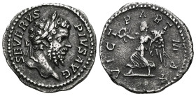 SEPTIMIUS SEVERUS, 193-211Denarius, 204. SEVERVS – PIVS AVG. Laurel-wreathed head right. Rv/ VICT – PART M–AX. Victoria walking left with wreath and p...