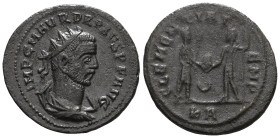 Probus (276-282). AE/BI antoninianus (Bronze) Tripolis, 276.
Obv: IMP C M AVR PROBVS AVG, radiate, draped and cuirassed bust of Probus right, seen fr...