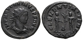 Carus (282-283) BL Antoninianus (bronze) Antioch Obv: IMP C M AVR CARINVS NOB C: Bust of Carinus, radiate, cuirassed, rightRev: VIRTVS AVGG - A * / XX...