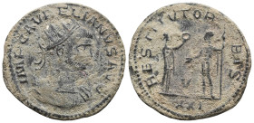 Aurelian BI Radiate. Antioch, AD 275. IMP C AVRELIANVS AVG, radiate, draped and cuirassed bust right / RESTITVT ORBIS, female figure standing right, p...