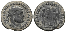 Maximianus, 285 - 305 AD AE . Radiate, Cyzicus Mint Obverse: IMP C M A MAXIMIANVS P F AVG, Radiate, draped and cuirassed bust of Maximianus right. CON...
