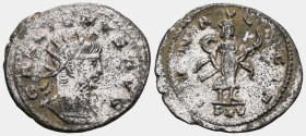 Gallienus  260 - 268 AD. Antoninian 266 - 267 AD. Antioch.  Obv.: GALLIENVS AVG, armoured bust with radiate crown to the right. Rev.: LVNA LVCIF / PXV...