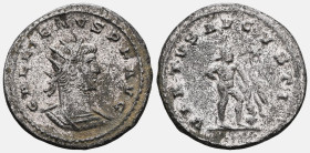 AntoninianGALLIENVS P F AVG / VIRTVS AVGVSTIHercules standing right. Very Fine.