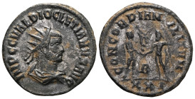 Diocletian, 284 - 305 AD. AE Follis . 293 - 295 AD. Mint of Siscia. Obv.: IMP C C VAL DIOCLETIANVS AVG, draped armoured bust with radiate crown to the...