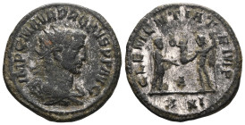 Probus. Antoninianus. 276 ff. Radiated bust to the right, with cuirass. IMP C M AVR PROBVS PF AVG. Probus receiving a Victory from Jupiter. B between ...