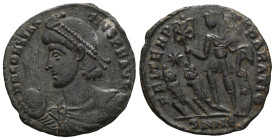 Constantius II (337-361). AE, Follis. (Bronze) Antioch.Obv: D N CONSTAN-TIVS P F AVG. Pearl-diademed, draped and cuirassed bust of Constantius II, l; ...