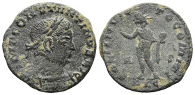 Galerius, as Caesar, 293-305. Follis , Lugdunum, circa 303-305. MAXIMIANVS NOB C Laureate and cuirassed bust of Galerius to right. Rev. GENIO POPVLI R...