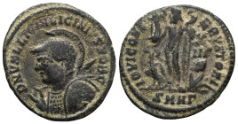 Licinius II. Caesar, A.D. 317-324. Æ follis . Heraclea, A.D. 321-324. D N VAL LICIN LICINIVS NOB C, helmeted and cuirassed bust of Licinius II left, h...