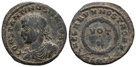 Constantine II (Caesar, 317-337) AE follis (Bronze) Thessalonica, 324. Obv: CONSTANTINVS IVN NOB C, laureat Constantine II (Caesar, 317-337) AE follis...