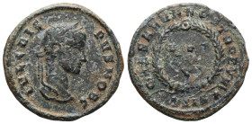 Crispus. Caesar, A.D. 317-326. Æ follis . Aquileia, A.D. 321. CRISPVS NOB CAES, laureate, draped and cuirassed bust of Crispus right / CAESARVM NOSTRO...