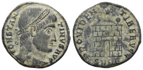 Constantinus II, as Caesar AD 317-337. Heraclea Follis Æ . CONSTANTINVS IVN NOB C, laureate, draped and cuirassed bust left / PROVIDENTIAE CAESS/ SMHB...
