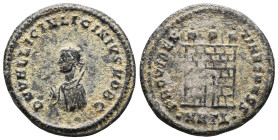 Constantine II as Caesar (317-337) AE follis, issued 317. Heraclea,Obv: D N FL CL CONSTANTINVS NOB C; tiny laureate & draped bust left, holding sceptr...