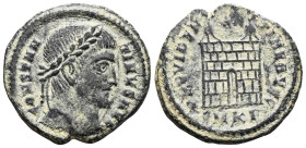 Constantinus II, as Caesar AD 317-337. Heraclea Follis Æ . CONSTANTINVS IVN NOB C, laureate, draped and cuirassed bust left / PROVIDENTIAE CAESS/ SMHB...