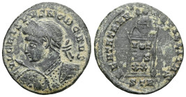 Crispus (Caesar, 316-326), AE follis (Bronze), Treveri, 317.Obv: IVL CRISPVS NOB CAES, laureate and cuirassed bust of Crispus to right, with shield an...