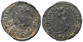Valentinian I, 364-375. Ae (bronze), Constantinople. DN VALENTINIANVS P F AVG Diademed, draped and cuirassed bust of Valentinian right. Reverse. SECVR...
