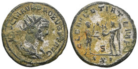 Probus (276-282). Antoninianus. (Bronze) Antioch.Obv: IMP C M AVR PROBVS AVG. Bust of Probus, radiate, draped, cuirassed, right.Rev: CLEMENTIA TEMP, S...