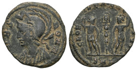 CONSTANTINE I 330-354 Ae Bronze Follis. Obverse description: Helmeted and armored bust of Rome on the left, seen from three quarters forward (C*1). re...