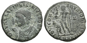 Licinius I, 308-324. Follis (Bronze), Antioch, 317-320. IMP LICINIVS AVG Laureate and draped bust of Licinius to left holding mappa in his right hand ...