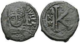 Byzantine
Justin II (565-578) and Sophia Æ follis (Bronze) Antioch , dated RY6 = 570/571.
Obv: D N IVSTINVS PP AV (or similar, first half retrograde...