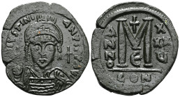 JUSTINIAN I, (527-565), AE follis, Constantinople mint,  issued year 30 = 556-557, officina E, obv. Justinian bust facing, DN IVSTINI ANVS PP AVC, rev...