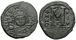 Justinian I, (A.D. 527-565), AE follis, Antioch as Theoupolis mint, issued 560-561, officina G, obv. Justinian bust facing, rev. M, X/X/IIII to right,...