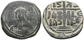 Anonymous. Class B. 1028-1034 AD Anonymous. Class B. Romanus III. AE, Follis (Bronze) Constantinople. Anonymous. Class B. 1028-1034 ADObv: + EMM[A NOV...