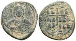 Anonymous. Class B. 1028-1034 AD Anonymous. Class B. Romanus III. AE, Follis (Bronze) Constantinople. Anonymous. Class B. 1028-1034 ADObv: + EMM[A NOV...