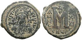 ByzantineJUSTINIAN I, (A.D. 527-565), AE follis, Antioch as Theoupolis mint.Justinian bust facing, aroundRev. M/ THEUP in exergue, large flan.S.223, D...