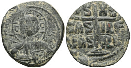 Anonymous. Class B. 1028-1034 AD Anonymous. Class B. Romanus III. AE, Follis (Bronze) Constantinople. Anonymous. Class B. 1028-1034 ADObv: + EMM[A NOV...