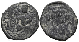 SELJUQ OF RUM: Jahanshah, 1220s, AE fals , NM, ND, A-1200, enthroned ruler, without Christian motifs, flat strike.
