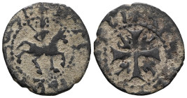 ARMENIA, Cilician Armenia. Royal. Smpad. 1296-1298. Æ Pogh . Smpad on horseback riding right, head facing, holding scepter / Cross pattée, with inward...