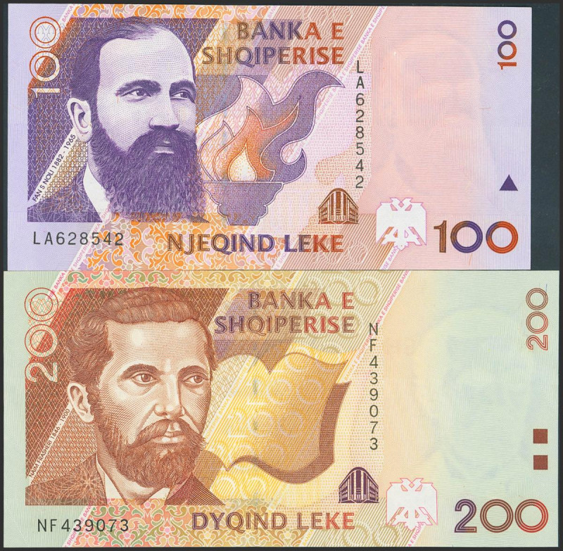 Set of 2 banknotes of Albania of 100 Leke and 200 Leke. (1983ca). (Pick: 63, 62)...