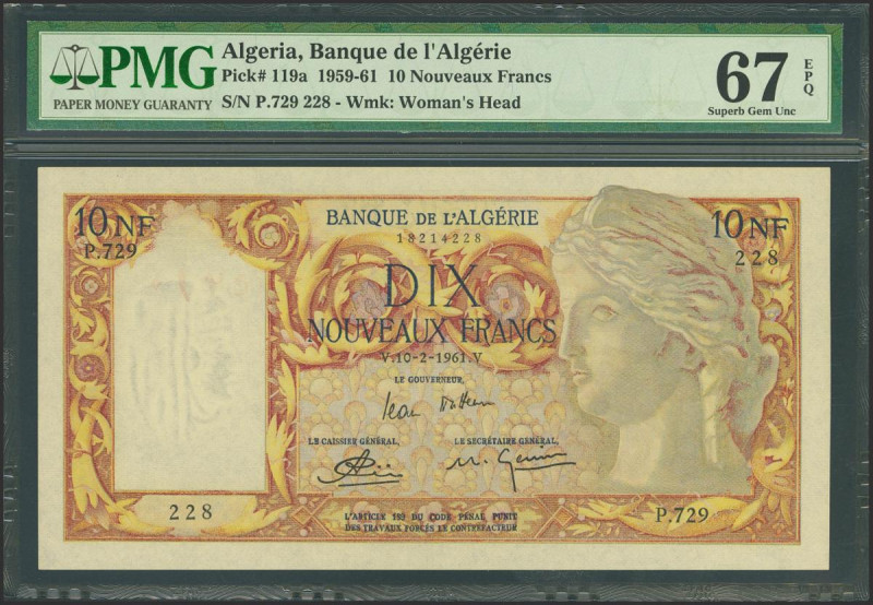 ALGERIA. 10 Nouveaux francs. 10 February 1961. (Pick: 119a). Very rare especiall...