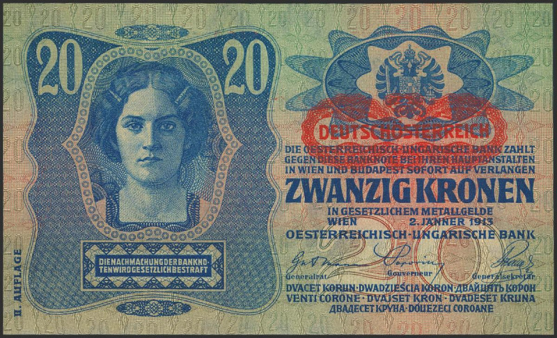 AUSTRIA. 20 Kronen. 2 Junuary 1913. (Pick: 13). Uncirculated.