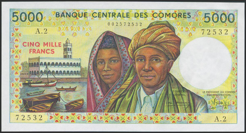 COMOROS. 5000 Francs. (2005ca). (Pick: 12). Less than Uncirculated.