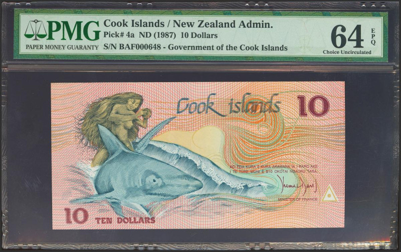 COOK ISLANDS. 10 Dollars. (1987ca). (Pick: 4a). PMG64EPQ.
