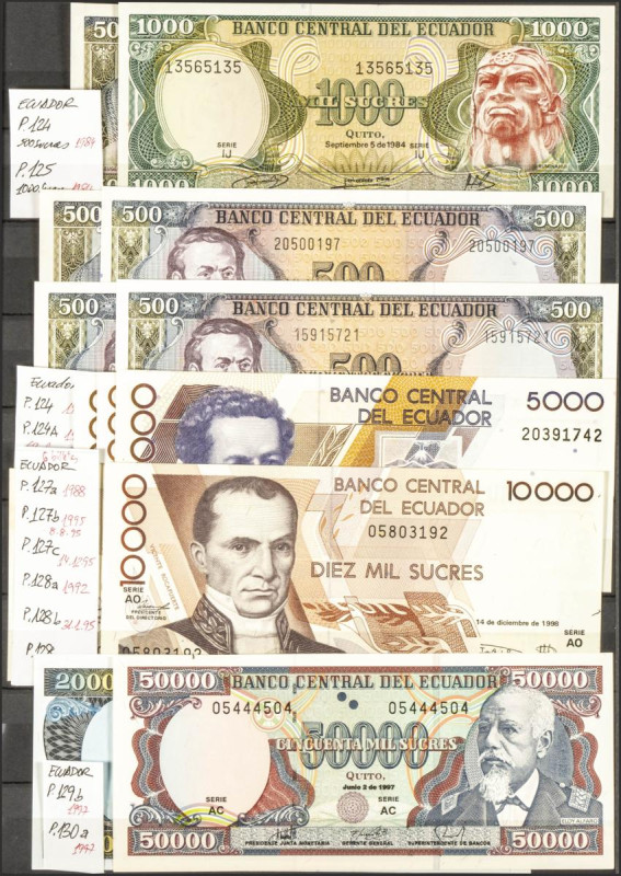 VERY INTERESTING SET of more than 80 banknotes of Ecuador of various issues and ...
