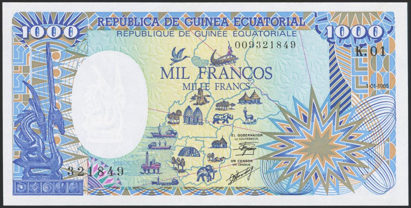 EQUATORIAL GUINEA. 1000 Francs. 1 January 1985. (Pick: 21). Uncirculated.